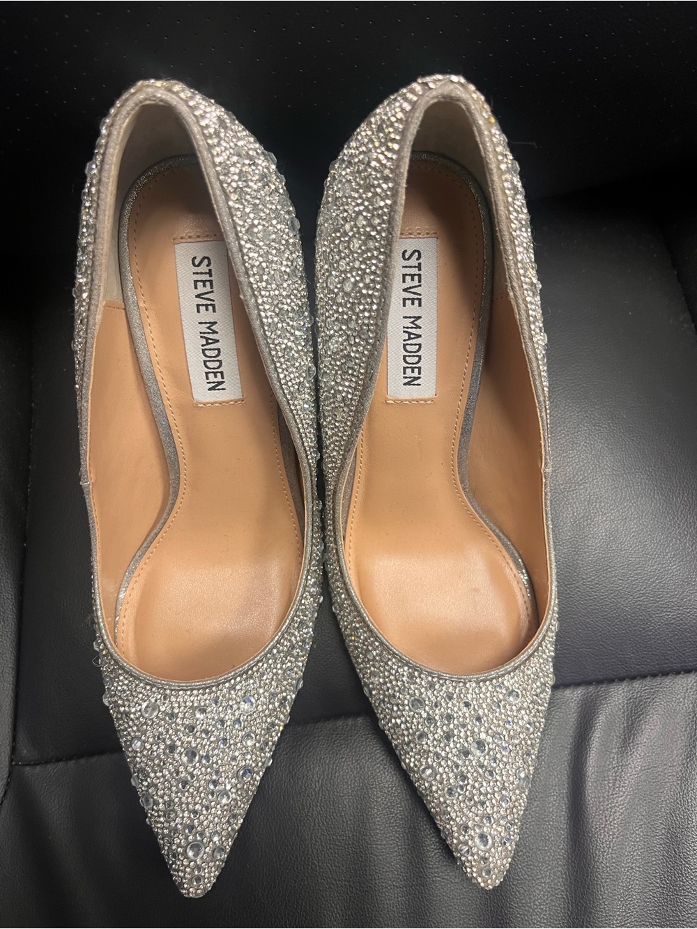 Steve Madden Silver Crystal Pointed Toe Pumps